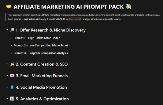 AFFILIATE MARKETING AI PROMPT PACK