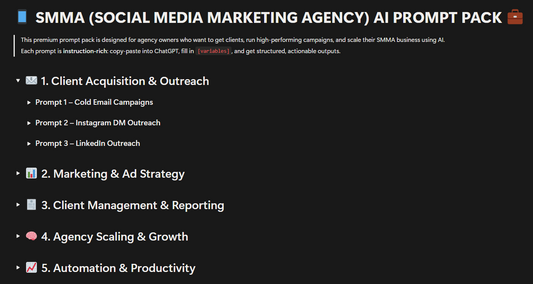 SMMA (SOCIAL MEDIA MARKETING AGENCY) AI PROMPT PACK